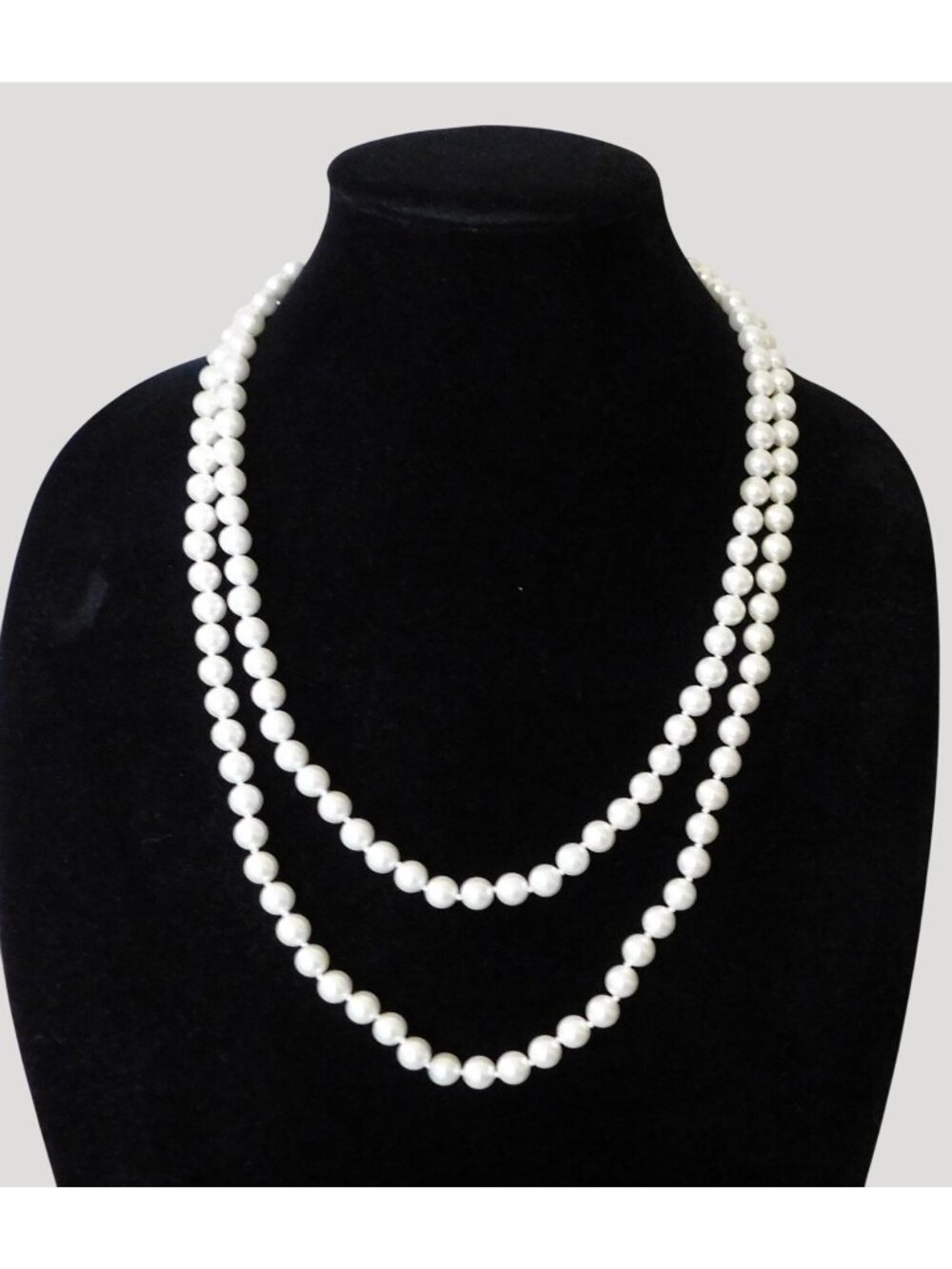 Premier Designs Vintage Duchess Pearl Necklace 52 Inch Signed White Faux Pearl
